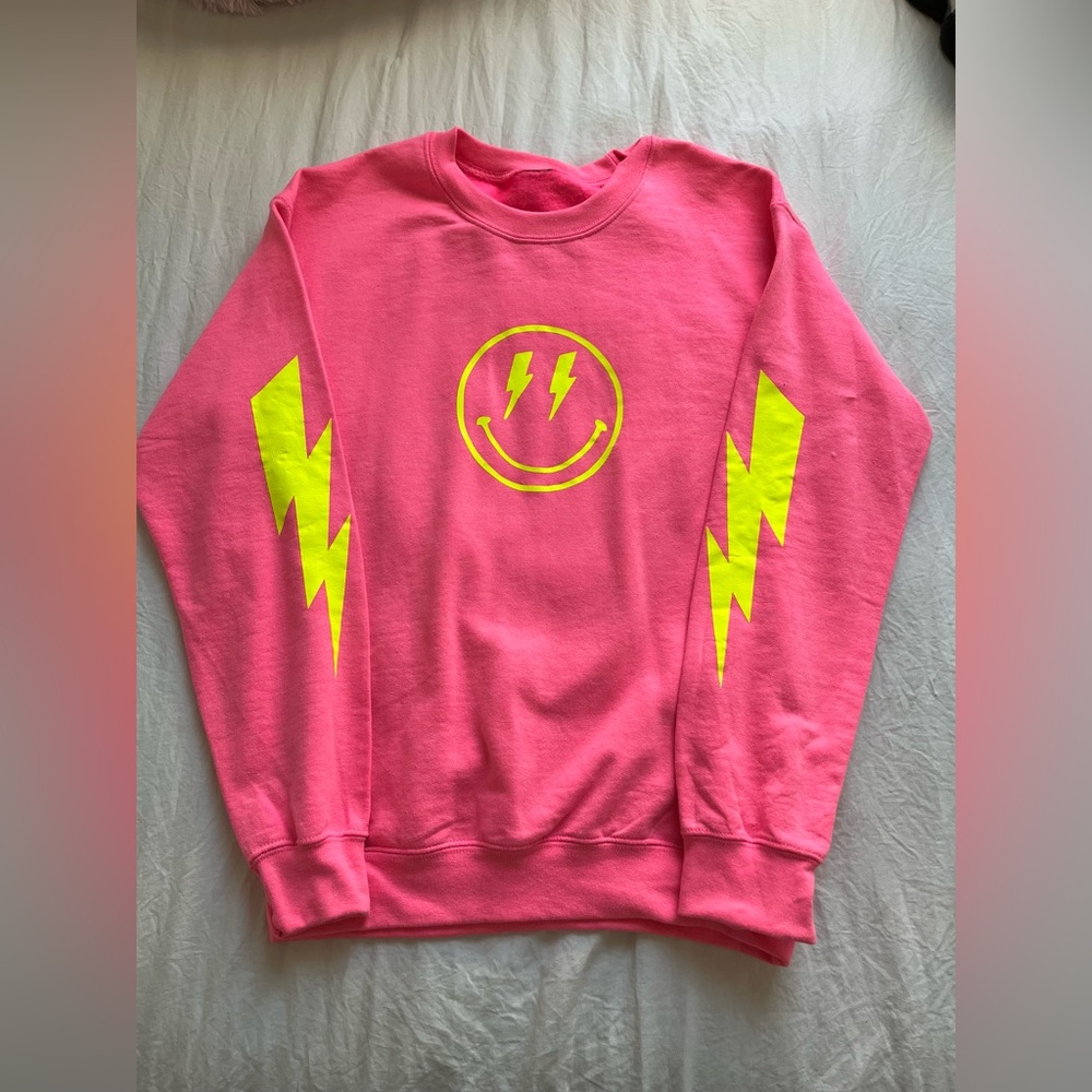 Hot Pink Smiley Crewneck